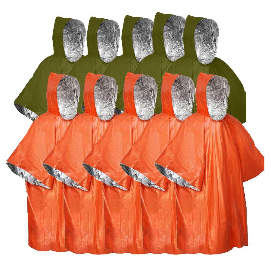 Emergency Mylar Blanket - Ensemble de ponchos d'urgence, imperméable, thermique,