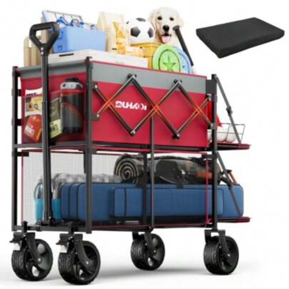 Outdoor Camping Wagon - Chariot pliable à 2 niveaux avec