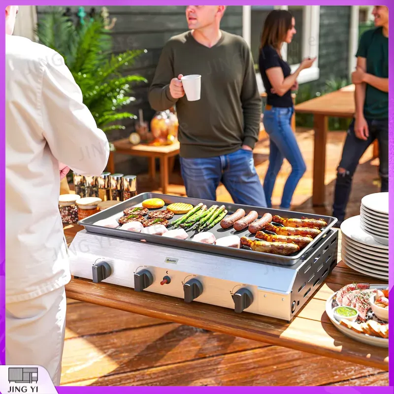 Outdoor Camping Griddle - Barbecue à gaz avec plaque antiadhésive,