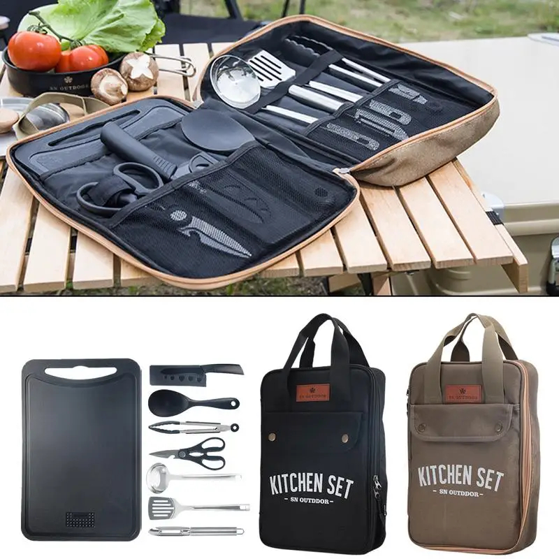 Outdoor Camping Kitchen Set - Ensemble de 8 ustensiles de cuisine