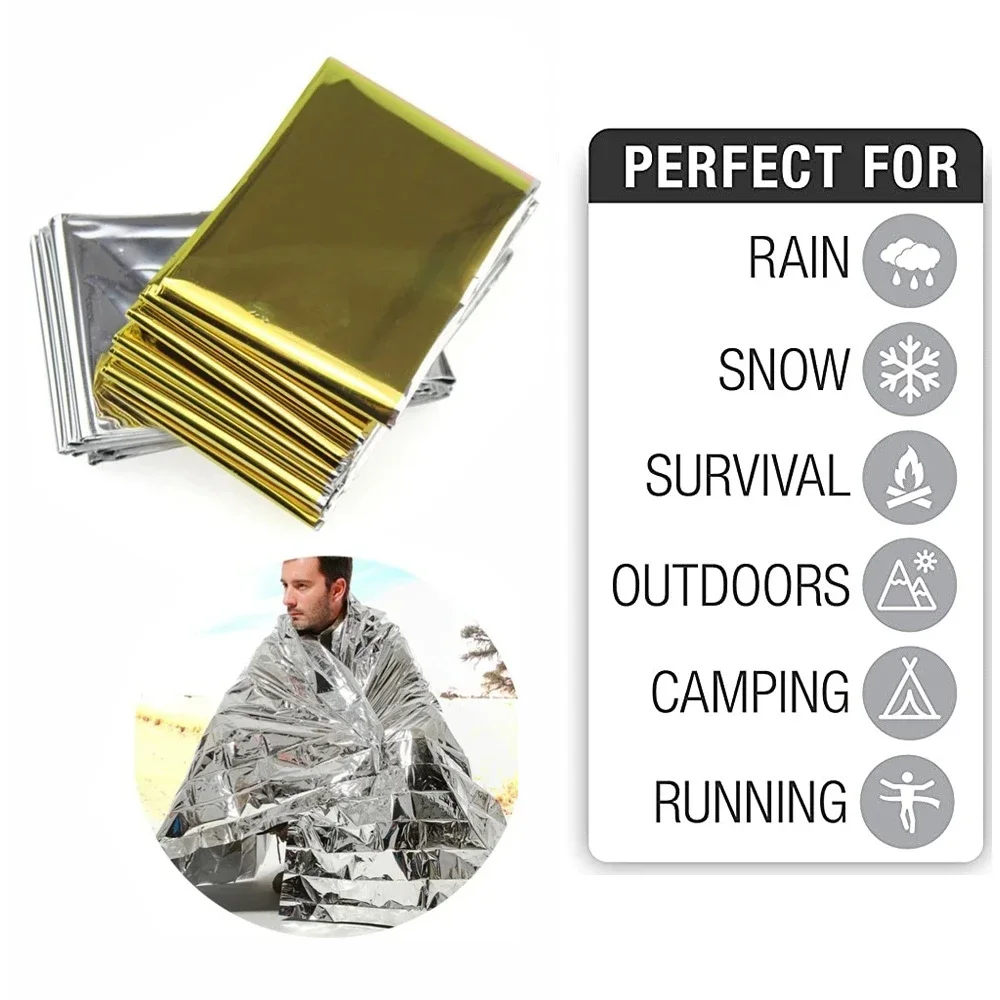 Outdoor Camping Floor Mat - Couverture thermique d'urgence pliante, imperméable, coupe-vent,