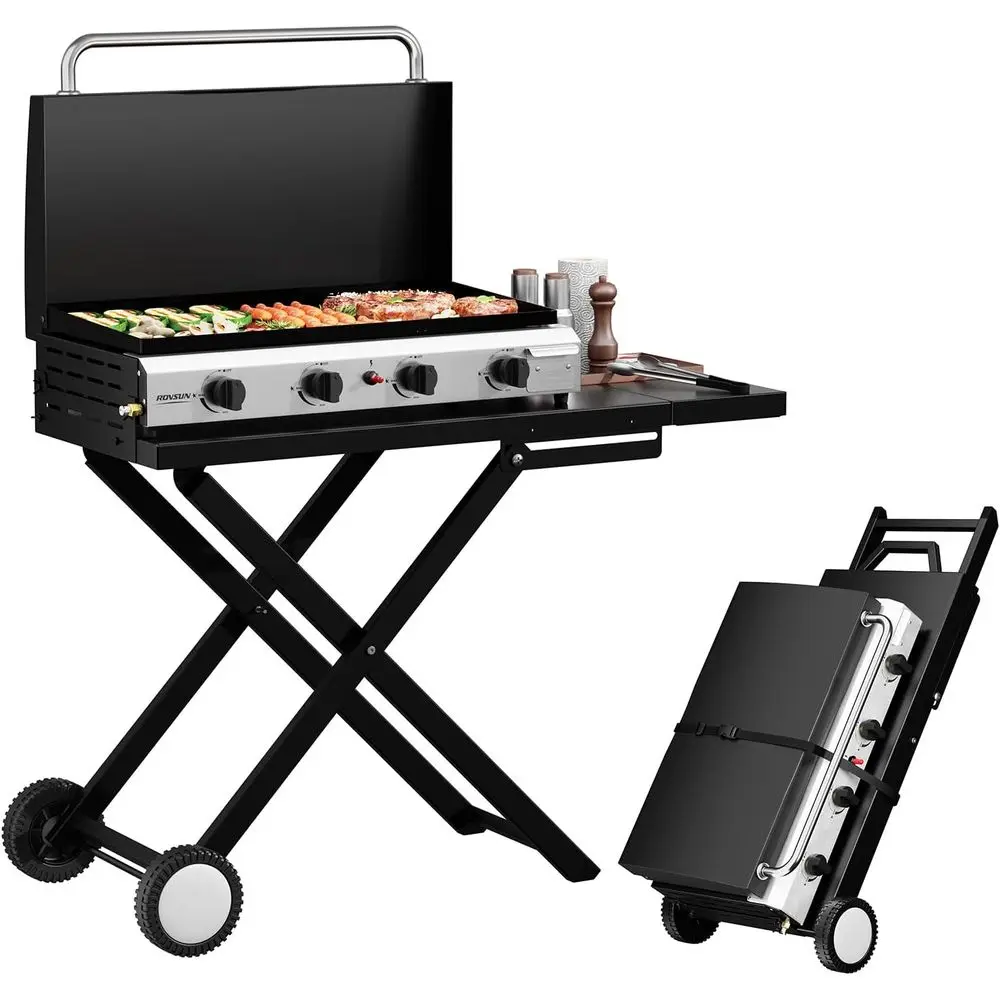 Outdoor Camping Griddle - Grill portable à 4 brûleurs au